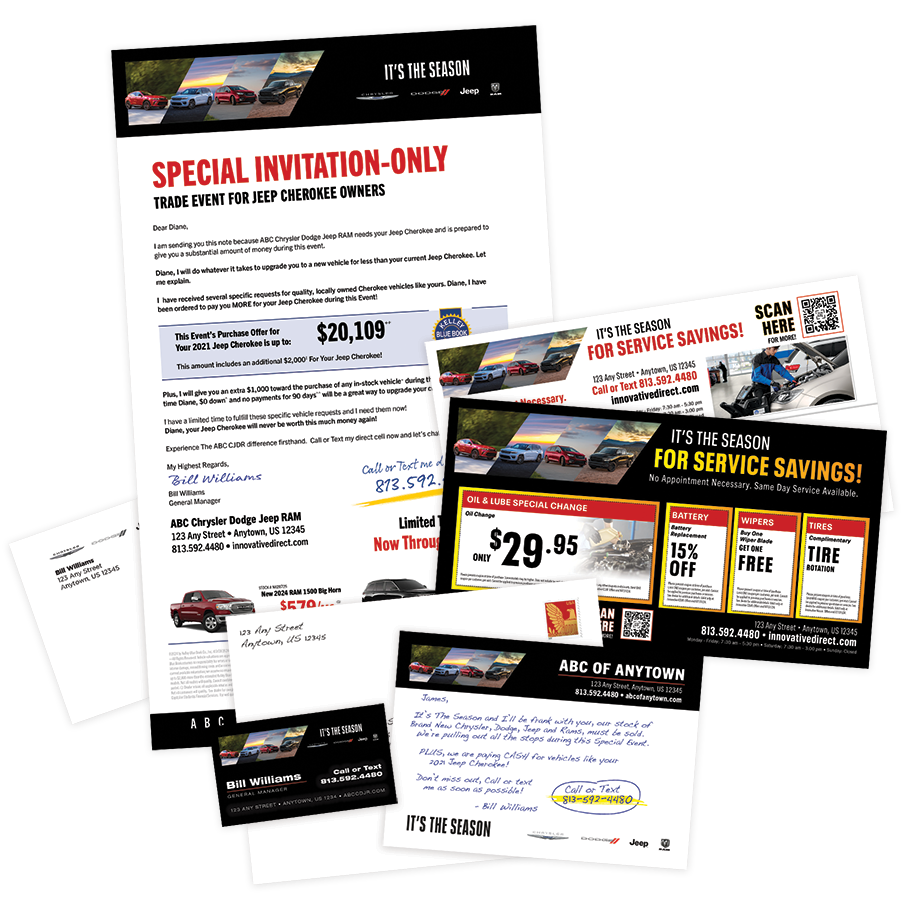Direct mail preparation on a desk